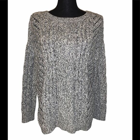 Express Marled Crewneck Open Cable Knit Sweater - Picture 1 of 6
